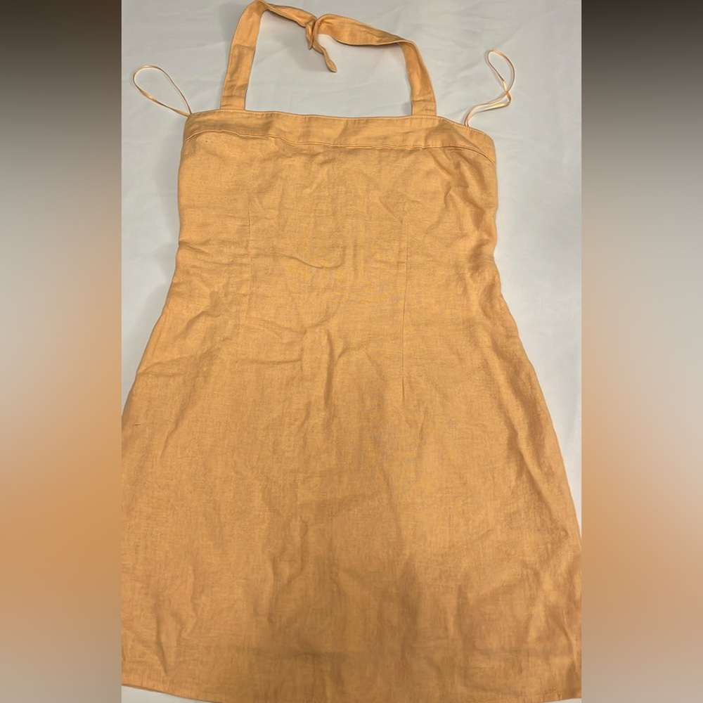 Elegant Abercrombie & Fitch Orange Halter Neck Dress in Peach - linen style